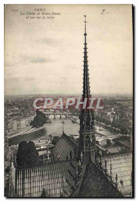 Old Postcard Paris la Fleche Notre Dame and Seine View