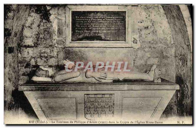 Old Postcard Eu The Tomb of Philip of Artois in the crypt of the church of No...