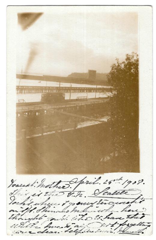 Seattle Tram Car on Bridge  WA Washington PPC Early RP 1908 Rare Image 