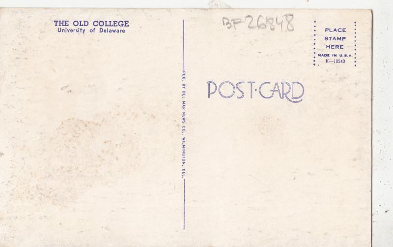 BF26848 the old college university of delaware   USA front/back image