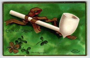 St Patricks Day Postcard Pipe Erin Go Bragh Ellen Clapsaddle Signed Germany