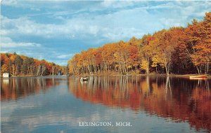 US4 USA Lexington Michigan lake in autumn scene 1978