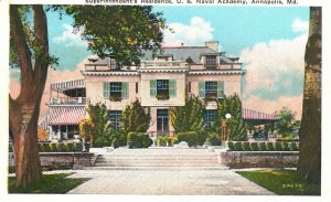 Vintage Postcard Superintendent's Residence Us Naval Academy Annapolis Maryland