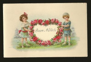 Printed in Germany Buon Natale (Merry Christmas) Embossed Color Postcard