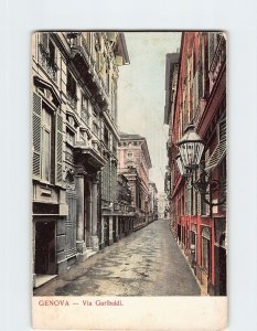 Postcard Via Garibaldi Genoa Italy