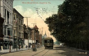 Hazleton PA Pennsylvania West Broad Trolley c1910 Postcard