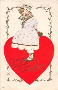 D37/ Valentine's Day Love Postcard c1910 V-211 Series Beautiful Girl Heart 10