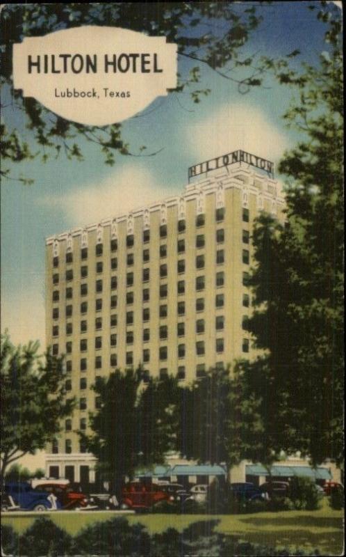 Lubbock TC Hilton Hotel LINEN Postcard