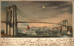 New York City Brooklyn Bridge HTL Hold to Light c1905 Koehler Postcard