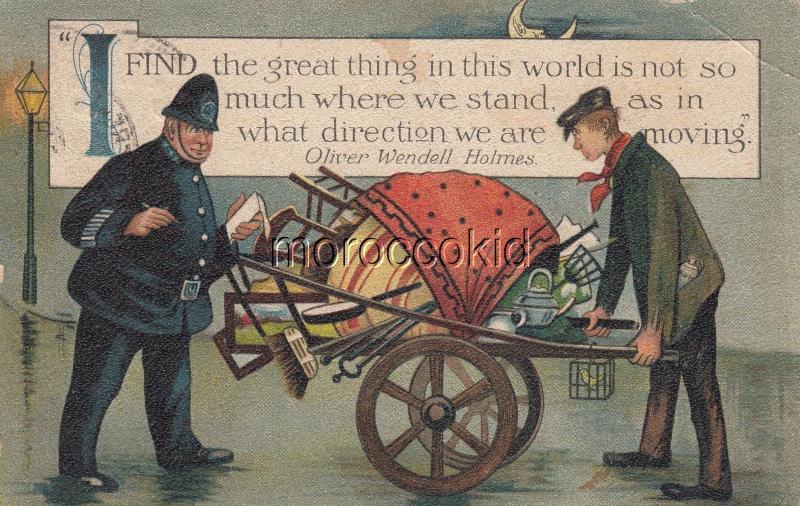 STREATHAM ENGLAND UK 1909 CANCEL ON USED COMIC POSTCARD w OLIVER W. HOLMES QUOTE