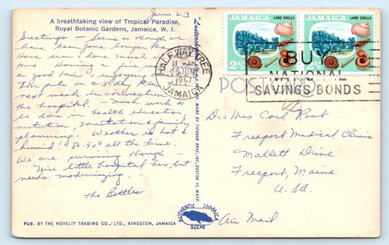 Royal Botanic Gardens JAMAICA 1967 Postcard