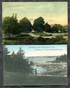h3350 - SHELBURNE NS 1908 Lot of (2) used Postcards