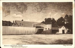 Houston TX Texas Pier 21 Seafood Restaurant c1930-50s Vintage Postcard