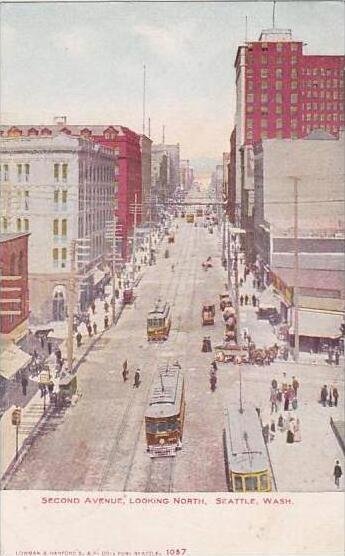 Washington Seattle Second Avenue Looking North 1907