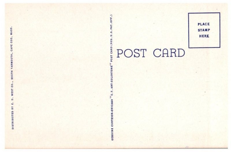 The Harbor Hyannis Cape Cod Massachusetts Linen Postcard