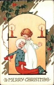 Whitney Christmas Art Deco Children Strange Shapes Vintage Postcard