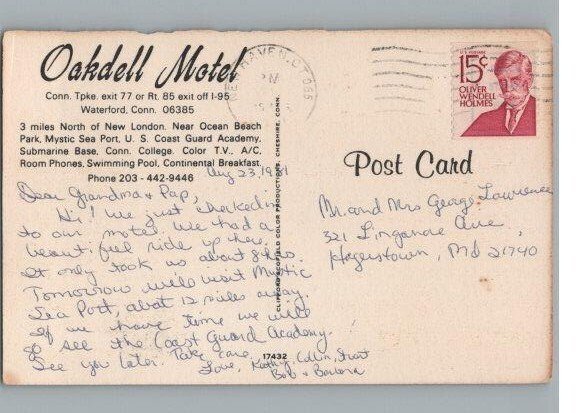 Oakdell Motel Pool Waterford Connecticut 1981 Posted