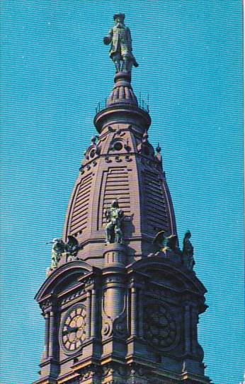 Statue Of Wm Penn Atop City Hall Tower Philadelphia Pennsylvania