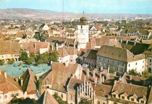 Postcard Romania Sibiu vedere generala de ansamblu  biserica panoramica ceas