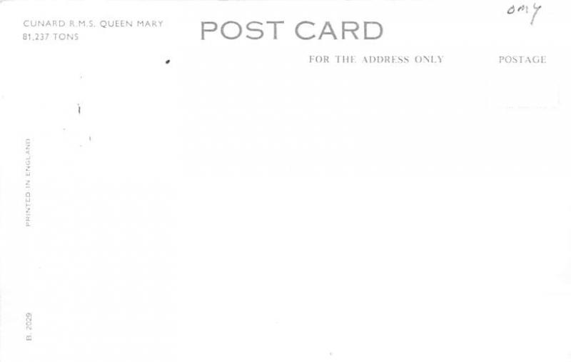 White Star Line Cunard Ship Post Card, Old Vintage Antique Postcard RMS Queen...