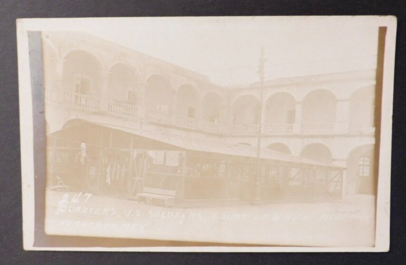 Mint RPPC Postcard Invasion of Veracruz US Soldiers Quarter Naval Academy Mexico