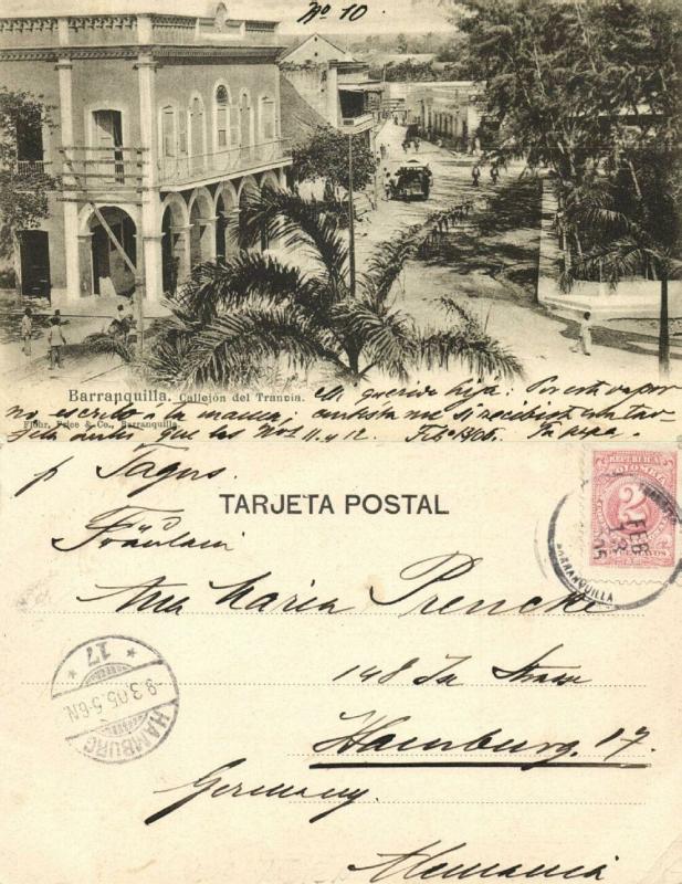 colombia, BARRANQUILLA, Callejon del Tranvia (1905) Stamp