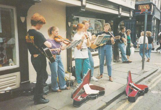 Teenage Street Buskers Music Band York Yorkshire Postcard