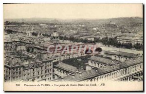 Old Postcard Panorama of Paris shooting Notre Dame north