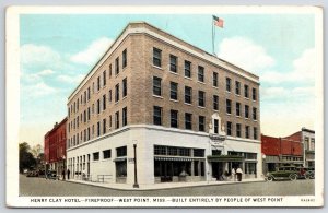 1935 Henry Clay Hotel West Point Mississippi Fireproof Building Posted Postcard