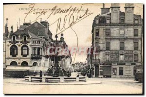 Old Postcard Troyes La Fontaine Street Tramway Republic