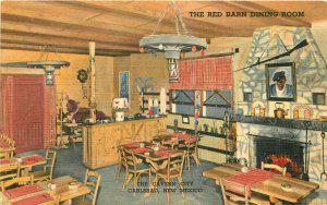 Carlsbad New Mexico 1940s Red Barn Dining Room Postcard Teich 7539