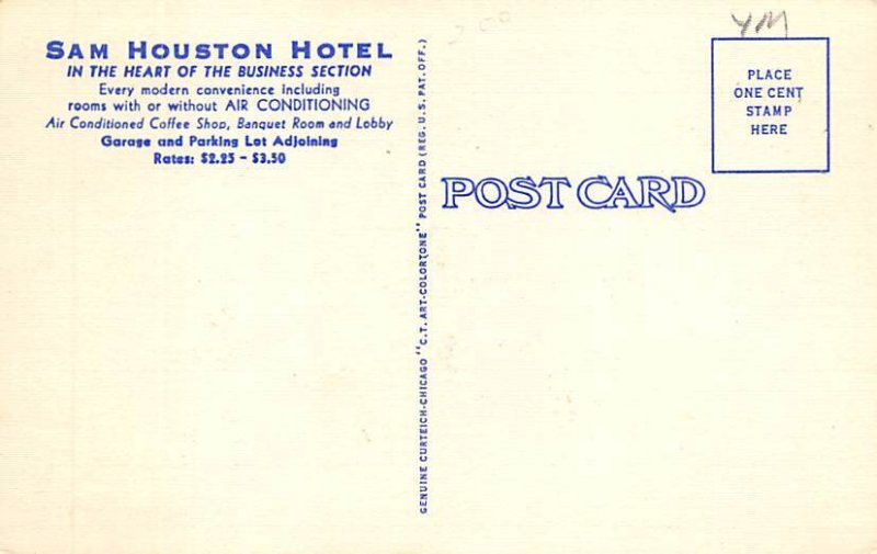 Sam Houston Hotel Postcard