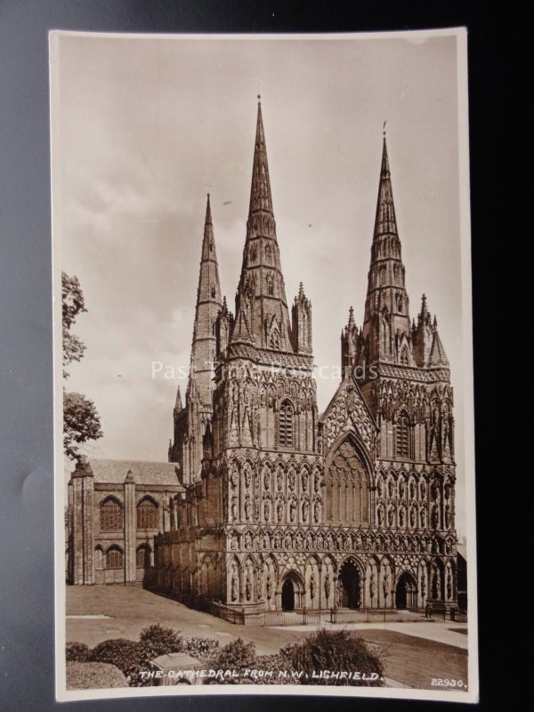 Staffordshire LICHFIELD Cathedral from the North West - Old RP Postcard 22930