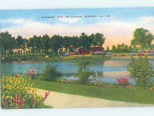 Linen PARK SCENE Kewanee - Near Galesburg & Peoria Illinois IL H3076