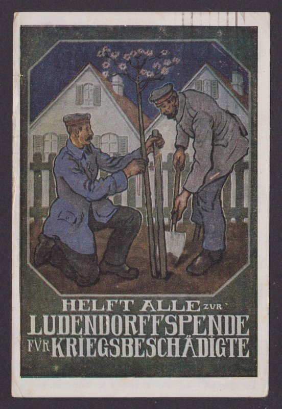 GERMANY 1918, Postcard, Donation for the war disabled, WWI, Fieldposted