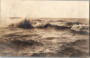 RPPC Lake Michigan on a Windy Day Chicago IL c1908 Vintage Postcard S27