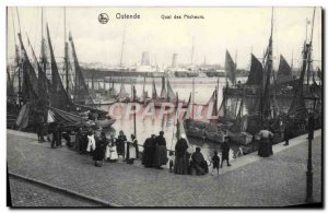 Old Postcard Ostend Quai des Pecheurs Boats