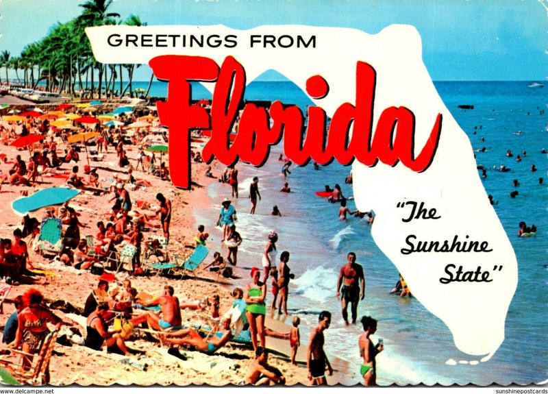Florida Greetings From The Sunshine State With Beach Scene