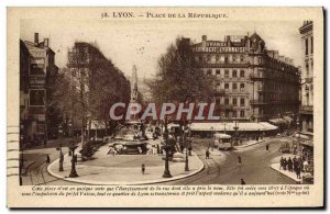 Old Postcard Lyon Place De La Republique