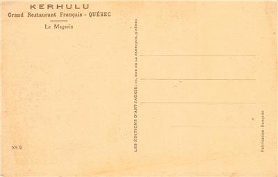 KERHULU Grand Restaurant Francais, Quebec, Canada c1930s Vintage Postcard 