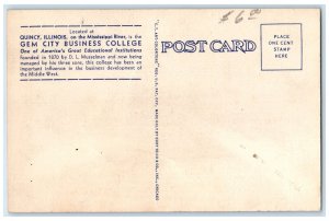 c1940's Gem City Business College Campus Building Quincy Illinois IL Postcard