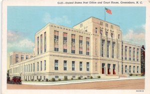 J54/ Greensboro North Carolina Postcard c1950s U.S. Post Office Court House 40