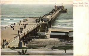 Long Beach CA Long Beach Pier Boardwalk Beach 1900s-20s Vintage Postcard