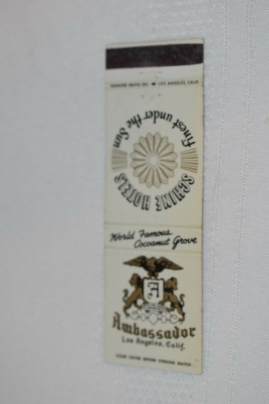 Ambassador Los Angeles California Schine Hotels 20 Strike Matchbook Cover