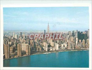 Modern Postcard Aerial view Mid Manhattsan with Foreground East in New York City