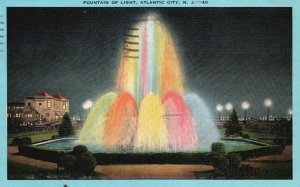 Vintage Postcard 1949 Fountain Of Light Fountain Atlantic City New Jersey NJ