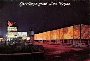 LAS VEGAS, Nevada NV ~ THUNDERBIRD HOTEL Night~The Strip  4X6 OVERSIZE Postcard