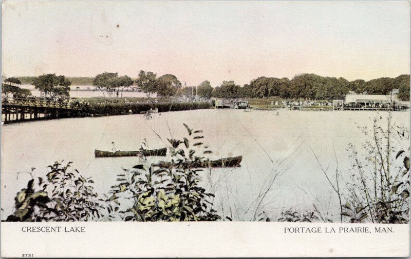 Crescent Lake Portage La Prairie MB Manitoba c1905 Warwick Postcard G79