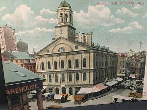 Postcard Hand Tinted View of Faneuil Hall in Boston, MA.    T1