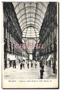 Old Postcard Milano Interno Gallery Della Vitt Eman II